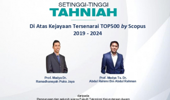 Setinggi-tinggi tahniah diucapkan kepada Prof. Madya Dr. Ramadhansyah Putra Jaya dan Prof. Madya Ts. Dr. Abdul Rahimi Abd Rahman, Fakulti Teknologi Kejuruteraan Awam, UMPSA di atas kejayaan tersenarai dalam TOP500 by Scopus dari tahun 2019 - 2024